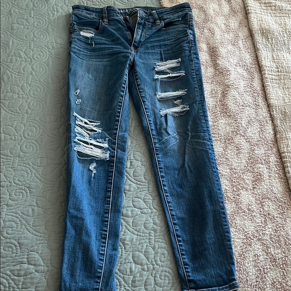 American Eagle Distressed Blue Jeans for Women